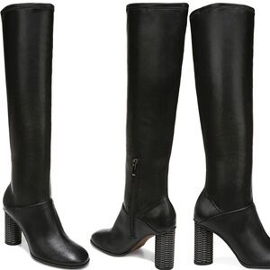 Franco Sarto Cindy Tall Knee High Boots - Black Textured Block Heel